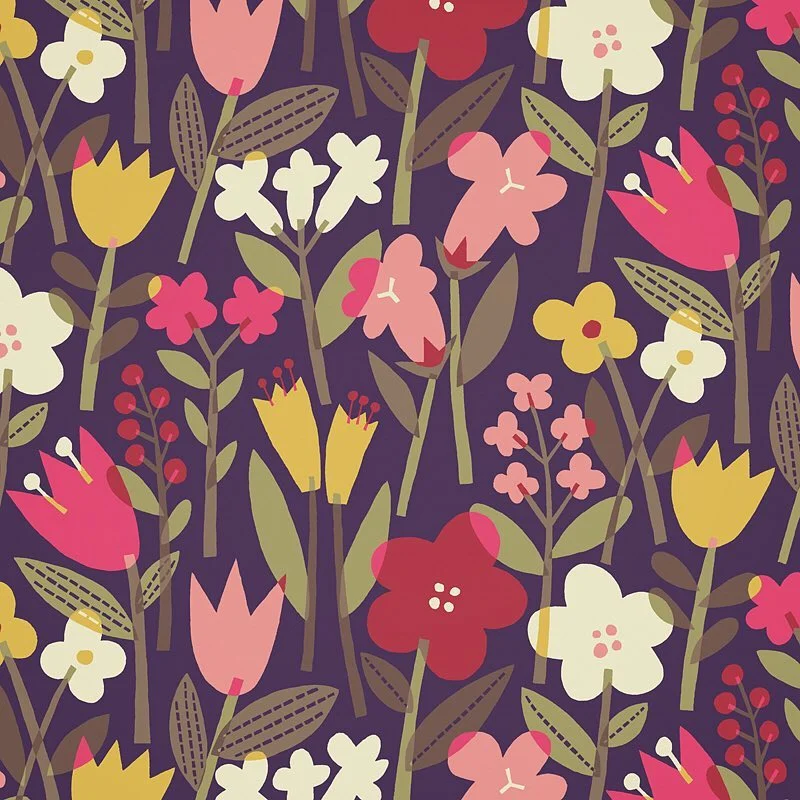 Nancy Wolff Dark Floral Geometric Pattern