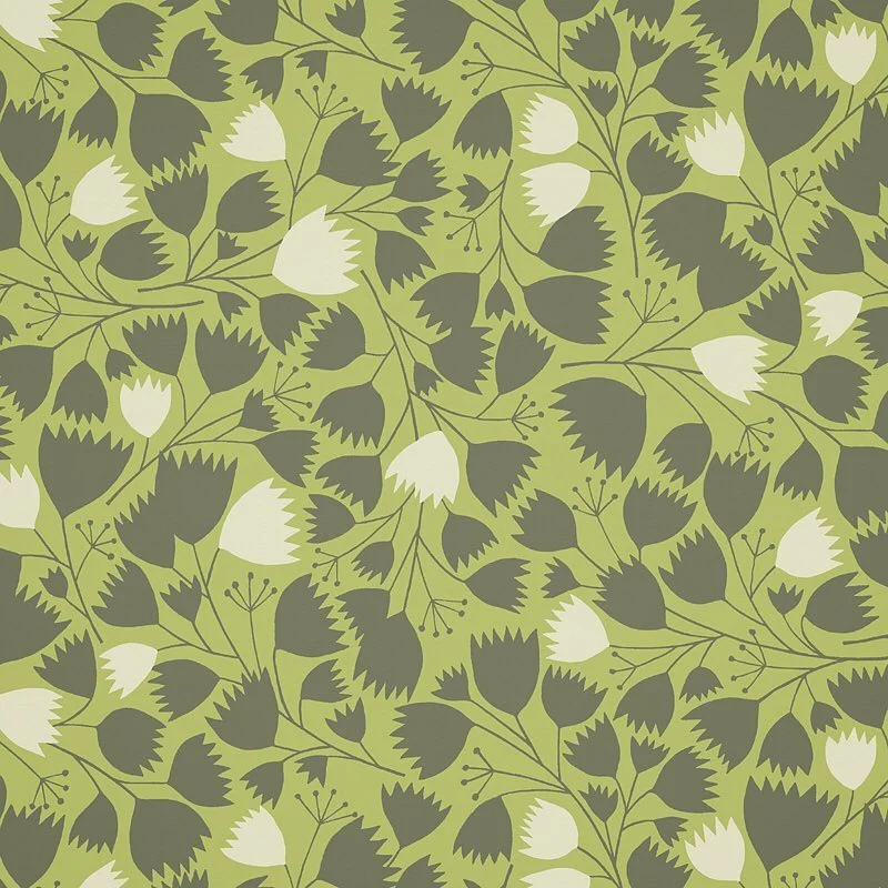 Nancy Wolff Green Dark Floral Pattern