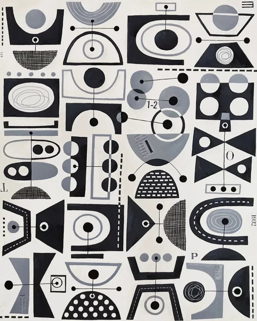 Nancy Wolff Black White Geometric Abstract Circles Pattern
