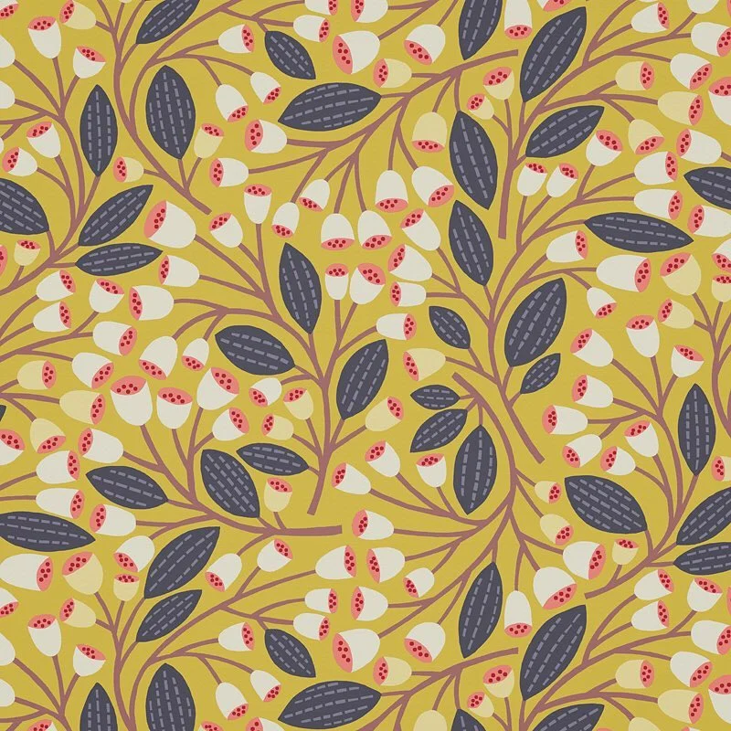 Nancy Wolff Yellow Blue Leaf Pattern