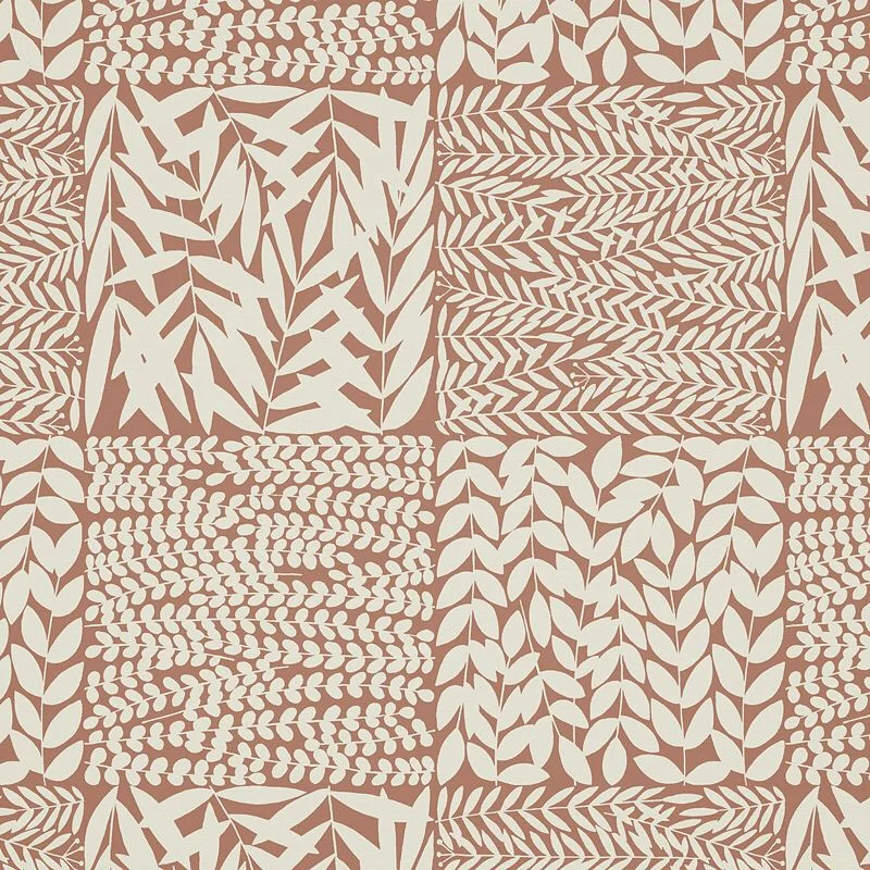 Nancy Wolff Brown White Leaf Branch Motif Pattern