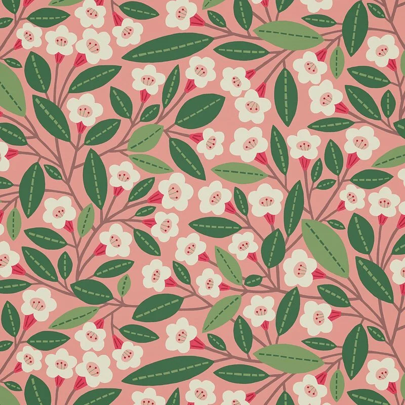 Nancy Wolff Green White Leaf Floral Pattern