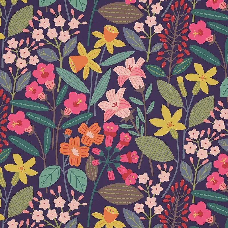 Nancy Wolff Dark Floral Geometric Pattern
