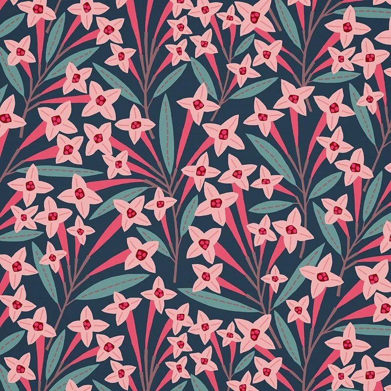 Nancy Wolff Pink Green Floral Leaf Pattern