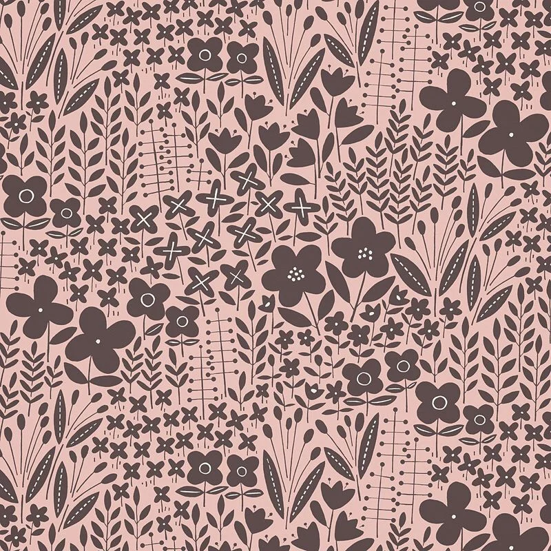 Nancy Wolff Dark Brown Floral Leaf Pattern