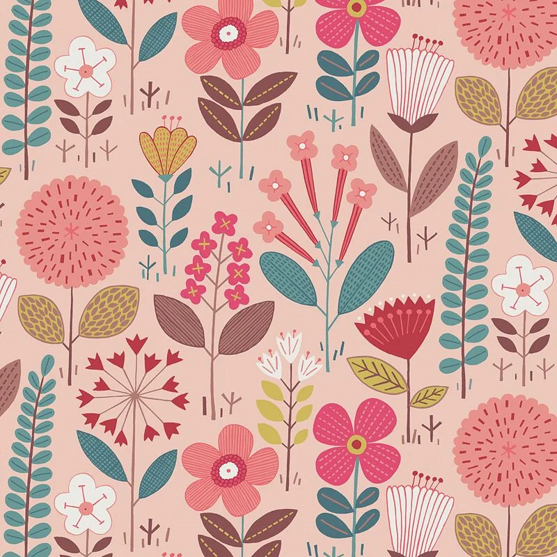 Nancy Wolff Pastel Floral Leaf Geometric Pattern