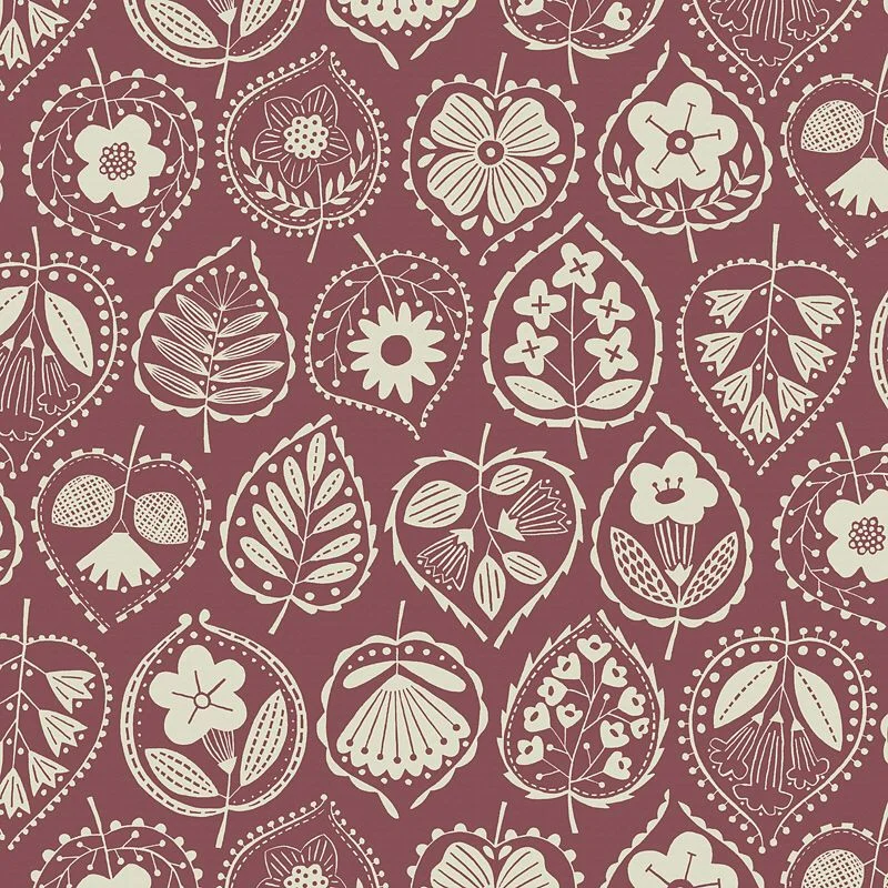 Nancy Wolff Cream Floral Leaf Motif Pattern