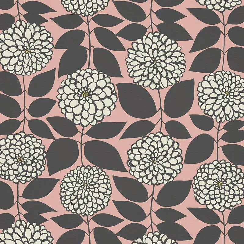Nancy Wolff Dark Gray Floral Leaf Pattern