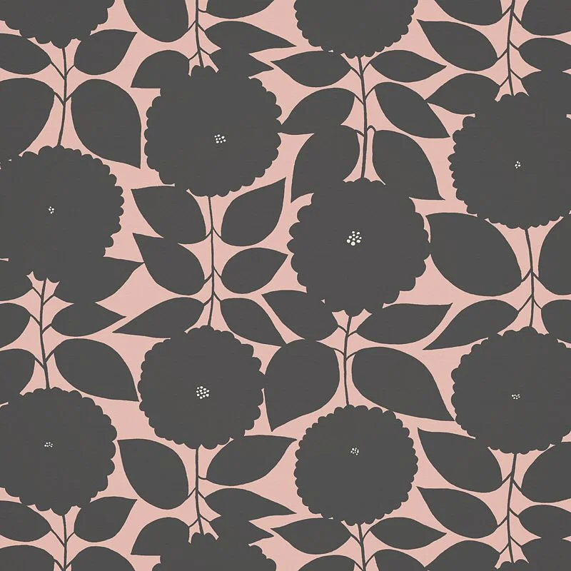 Nancy Wolff Dark Gray Floral Motif Pattern