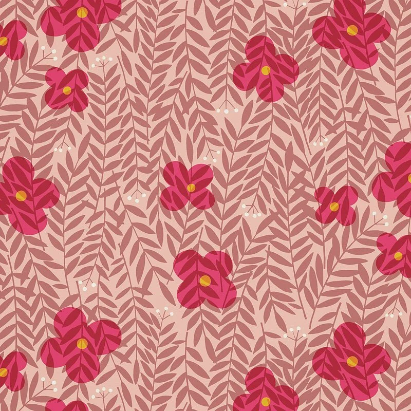 Nancy Wolff Pink Floral Leaf Pattern