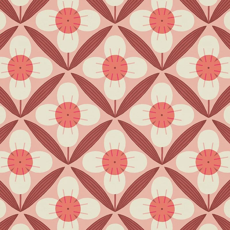 Nancy Wolff Pink Brown Floral Geometric Pattern