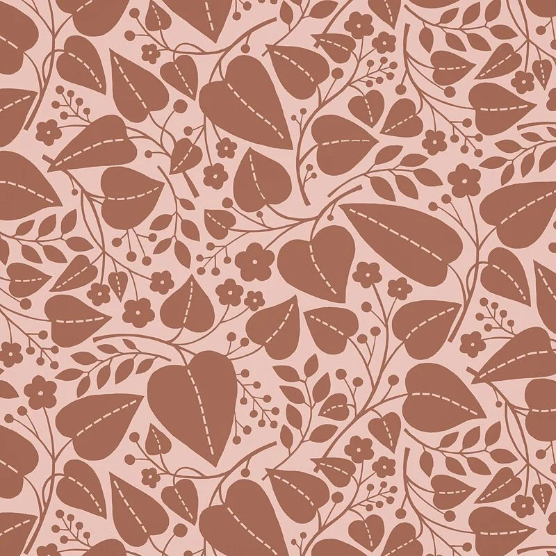 Nancy Wolff Brown Pink Leaf Floral Pattern