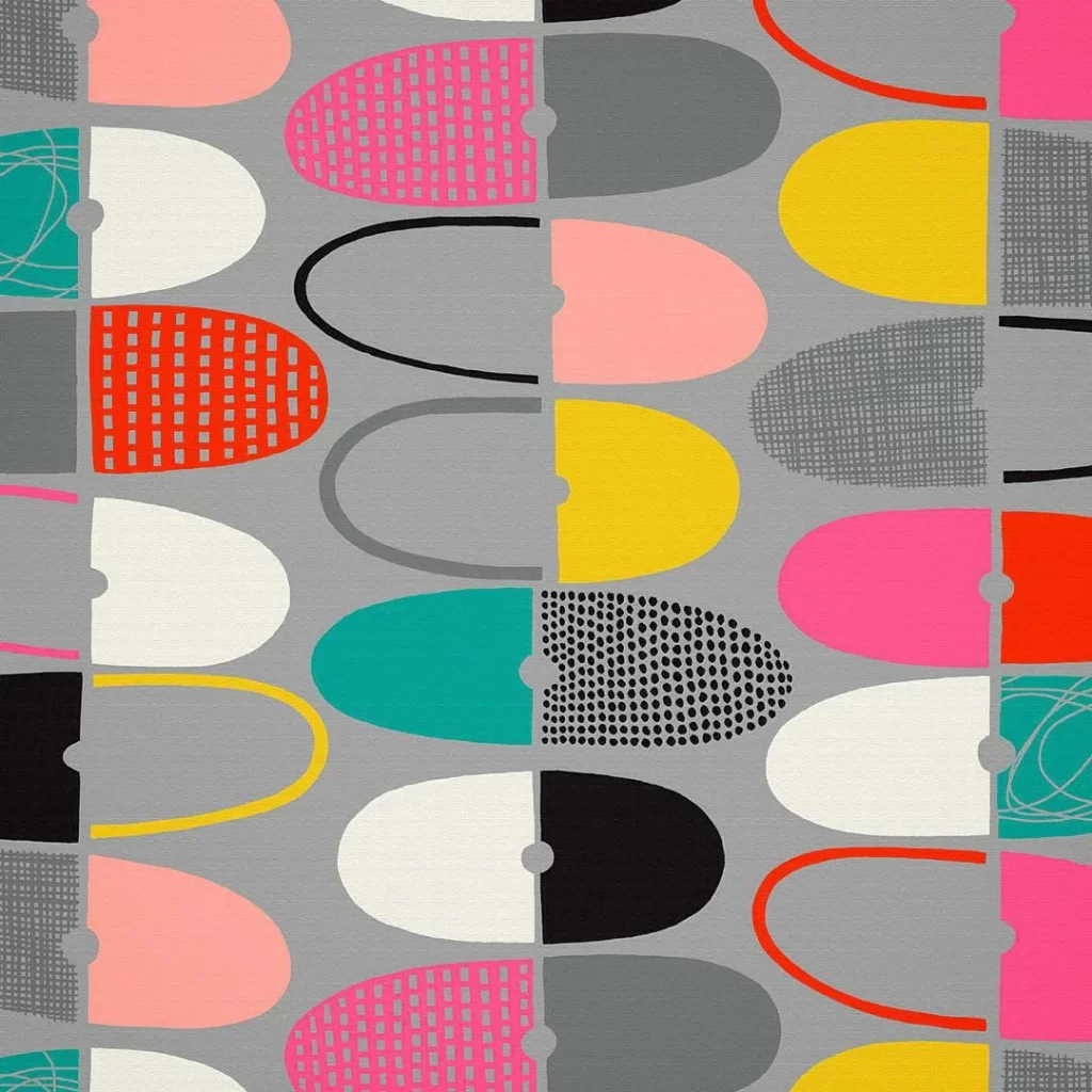 Nancy Wolff Pink Yellow Geometric Dots Pattern