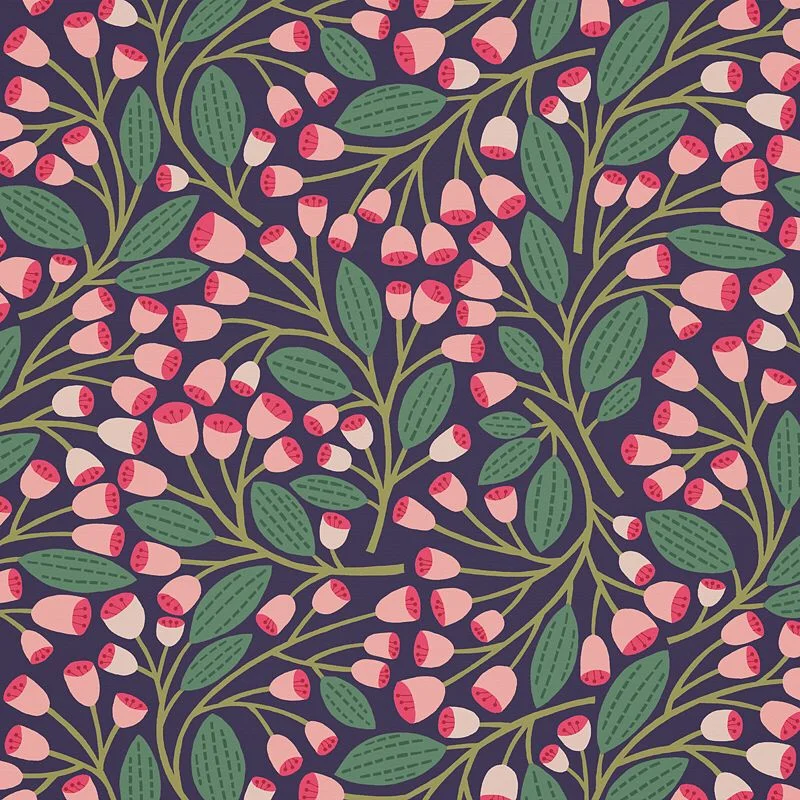 Nancy Wolff Green Pink Leaf Floral Pattern