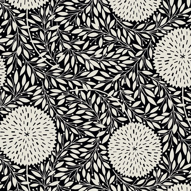Nancy Wolff Black White Floral Lines Pattern