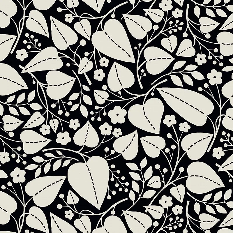 Nancy Wolff Black White Leaf Floral Pattern