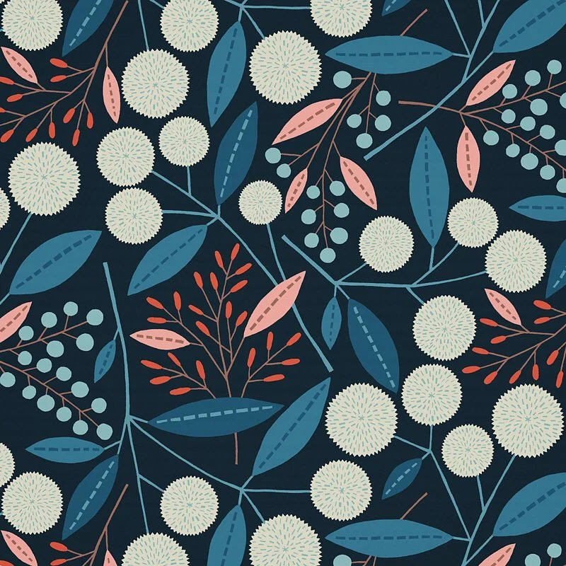 Nancy Wolff Blue White Floral Motif Pattern