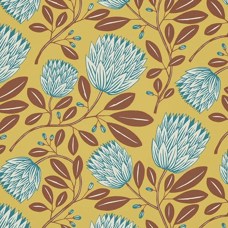Nancy Wolff Blue Brown Floral Pattern