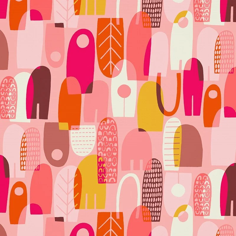 Nancy Wolff Pink Orange Abstract Geometric Pattern