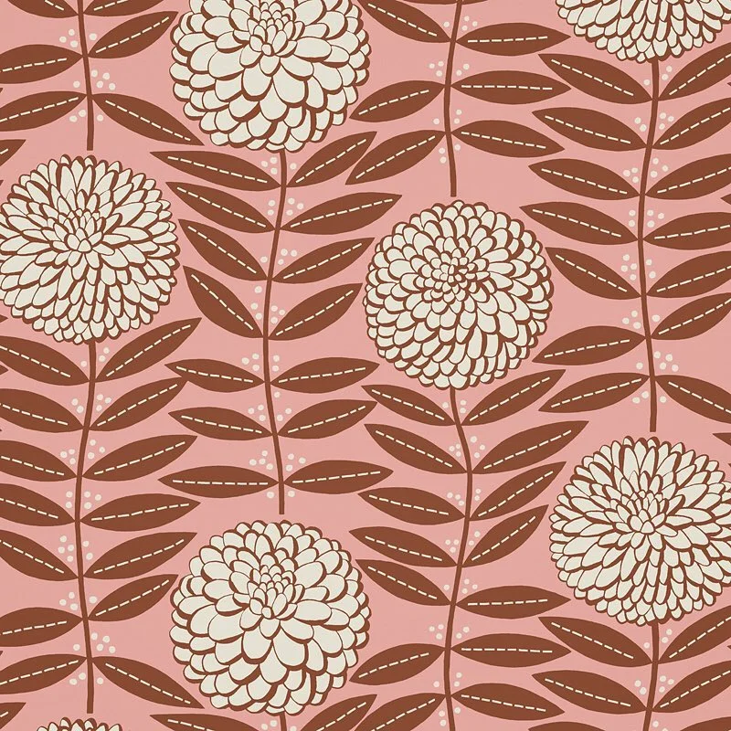 Nancy Wolff Brown Cream Floral Pattern