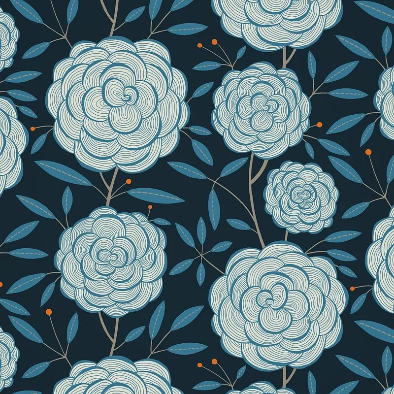 Nancy Wolff Blue White Floral Pattern