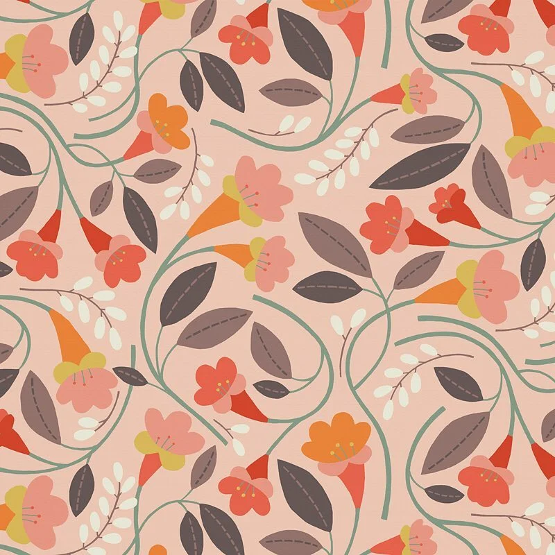 Nancy Wolff Pink Orange Floral Pattern