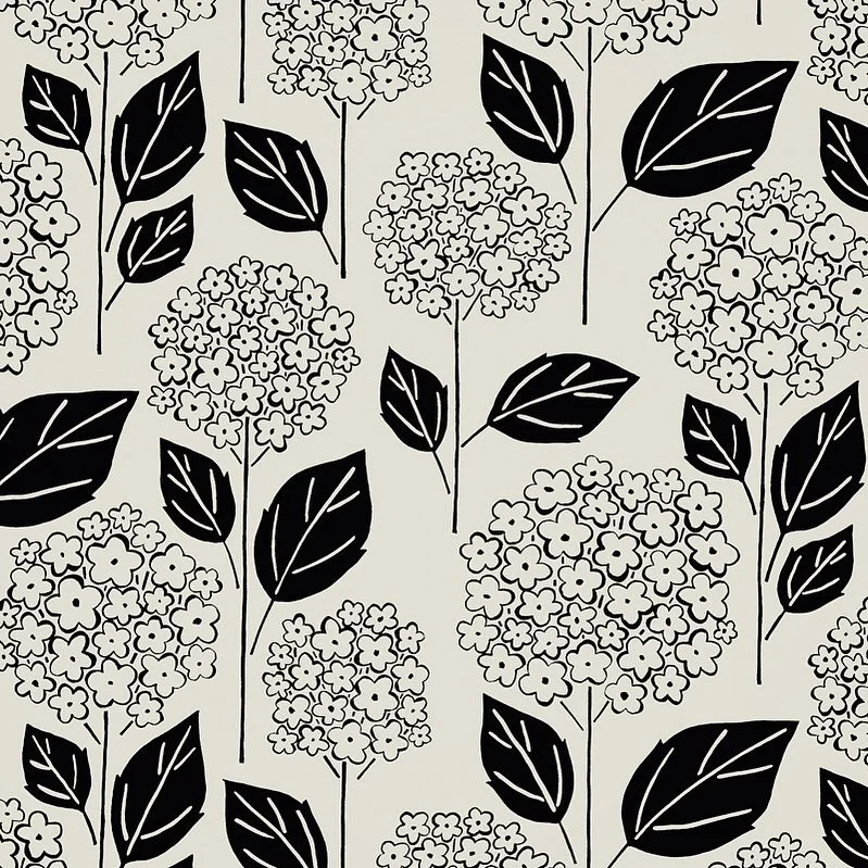 Nancy Wolff Black White Floral Leaf Pattern