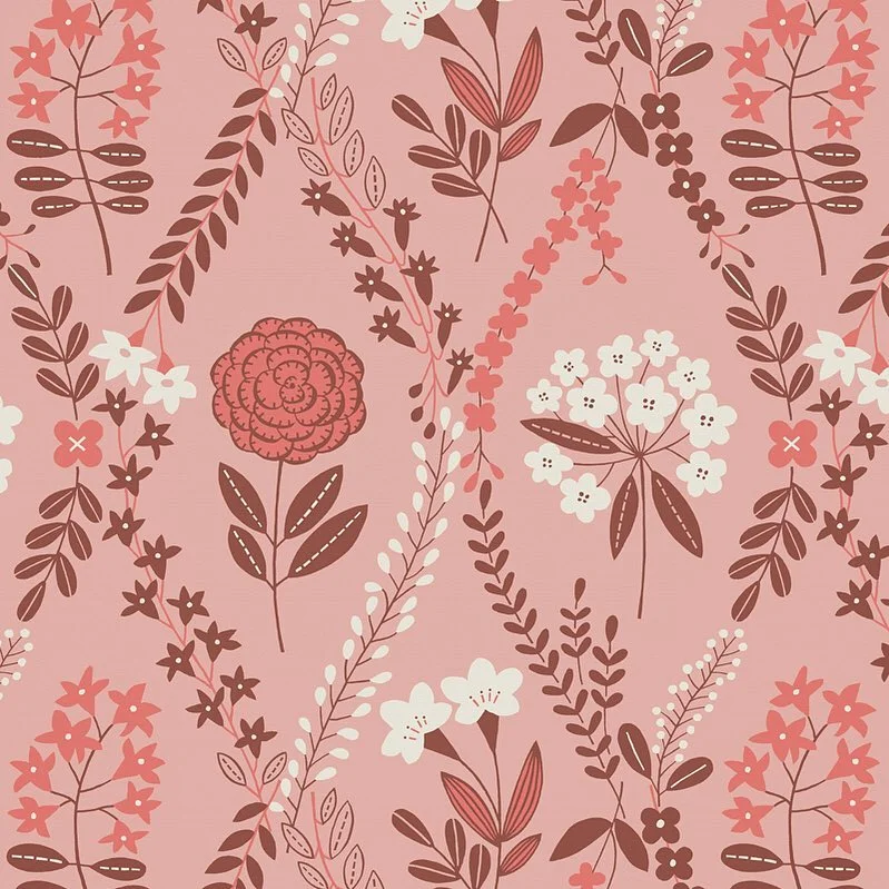 Nancy Wolff Pink Brown Floral Pattern