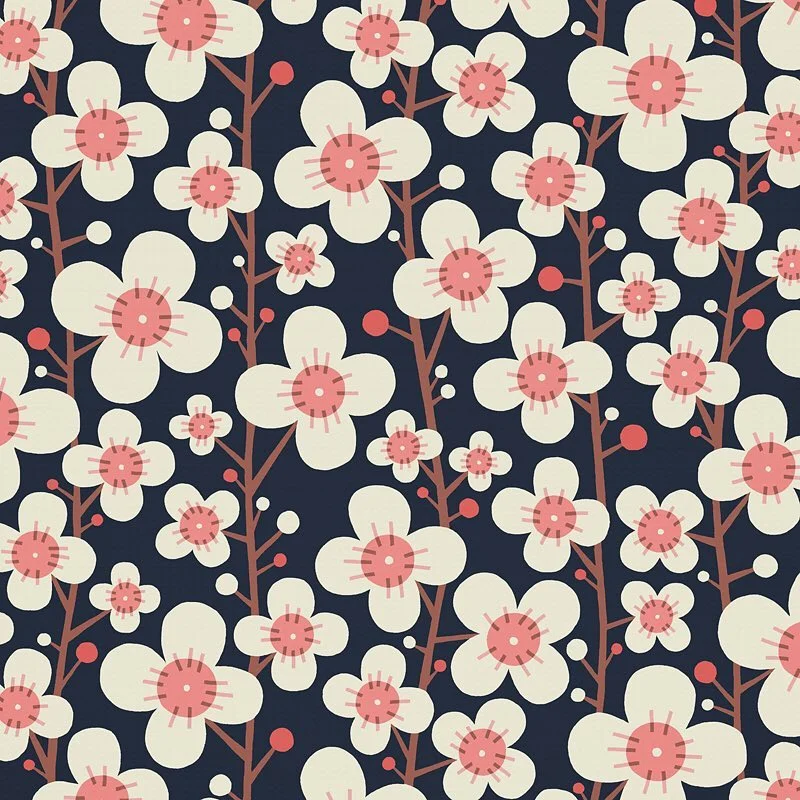 Nancy Wolff White Pink Floral Pattern