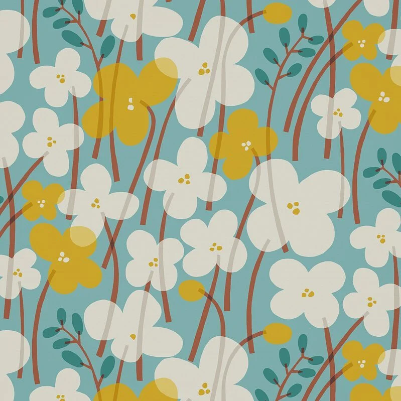 Nancy Wolff White Yellow Floral Pattern