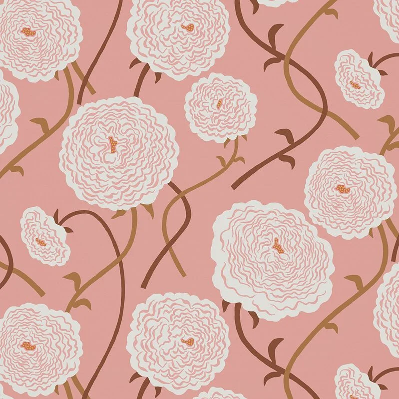 Nancy Wolff Pink White Floral Pattern