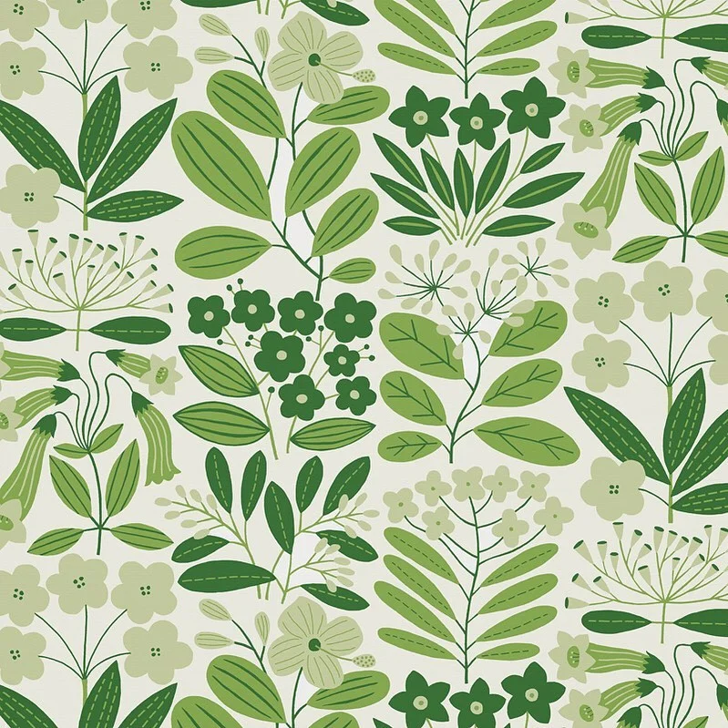 Nancy Wolff Green White Floral Pattern