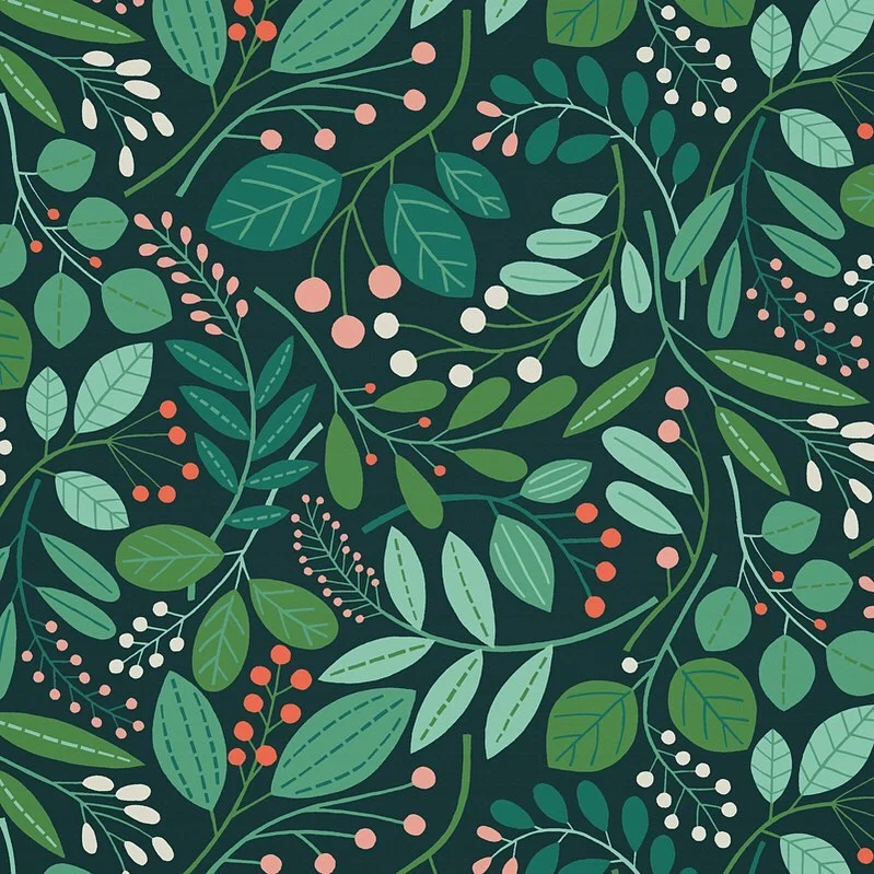 Nancy Wolff Green Red Leaf Pattern