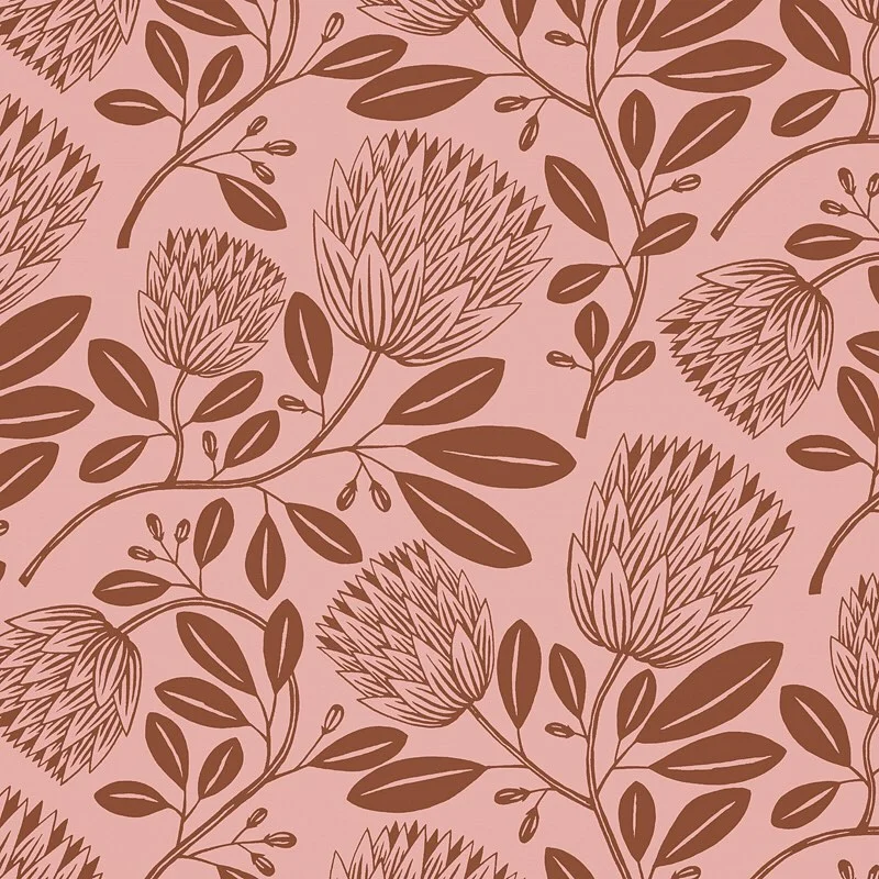Nancy Wolff Brown Pink Floral Motif Pattern