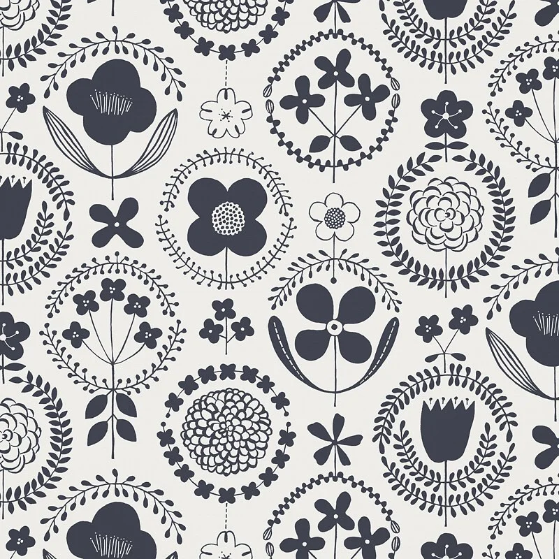 Nancy Wolff Dark Blue Floral Geometric Pattern