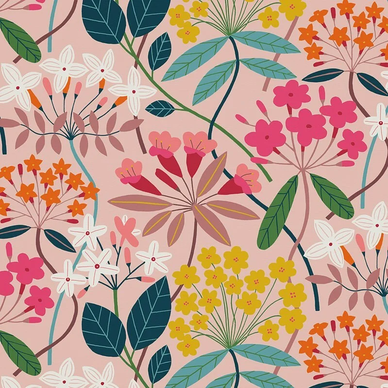 Nancy Wolff Pink Yellow Floral Pattern