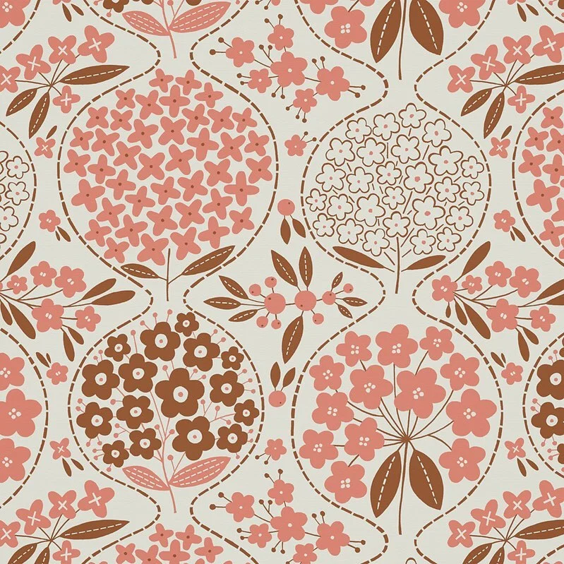 Nancy Wolff Pink Brown Floral Pattern