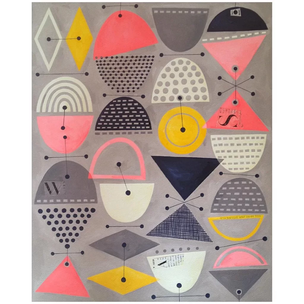 Nancy Wolff Pink Yellow Geometric Dots Pattern