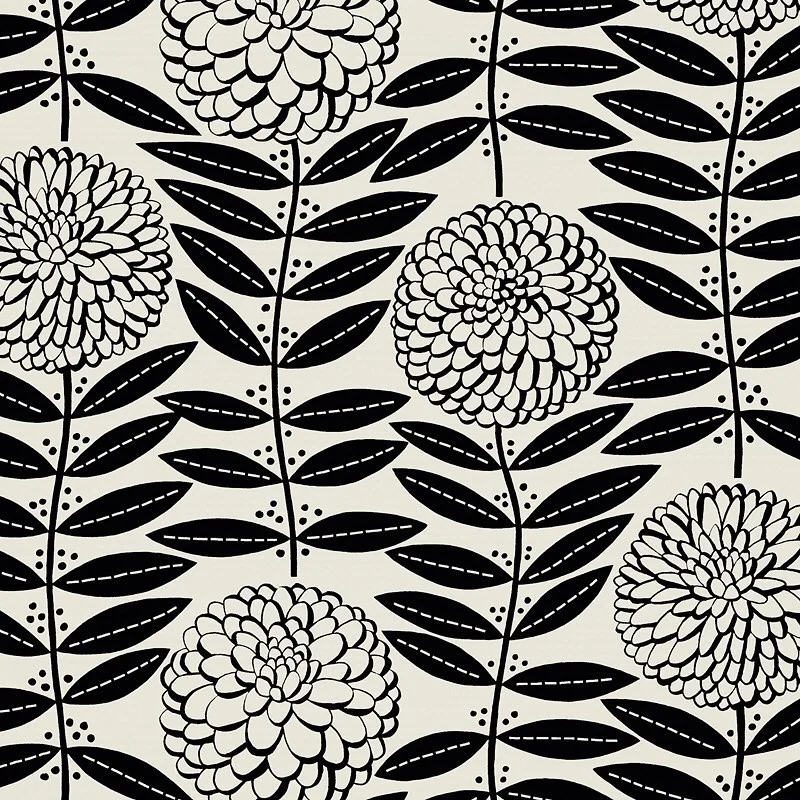 Nancy Wolff Black White Floral Leaf Pattern