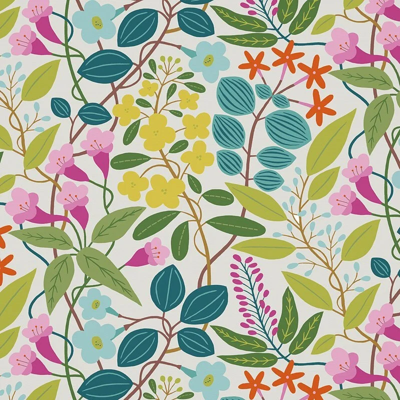 Nancy Wolff Pink Blue Floral Pattern