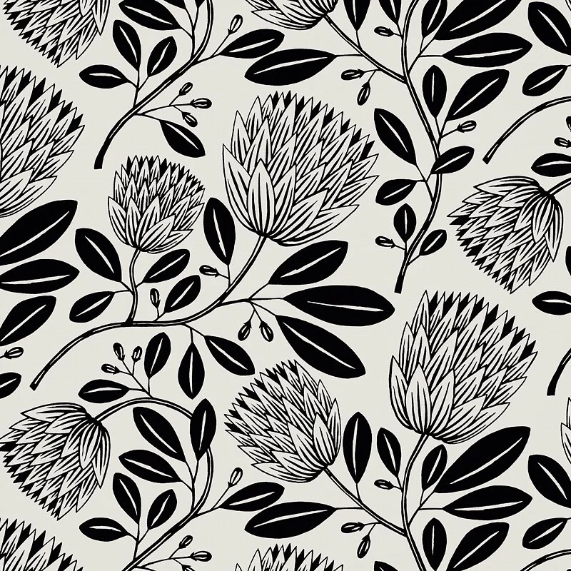 Nancy Wolff Black White Floral Leaf Pattern