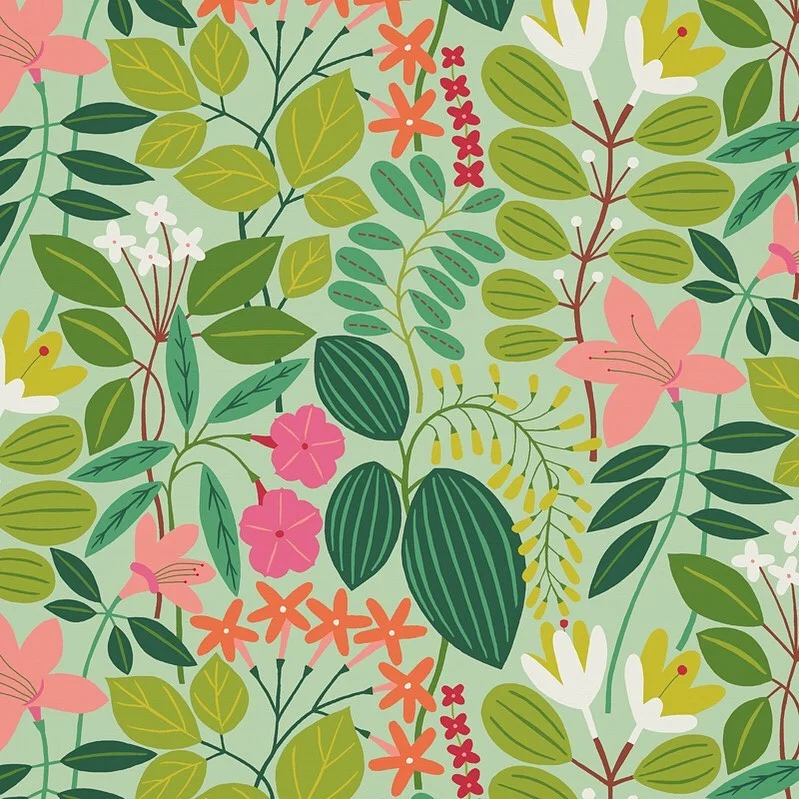 Nancy Wolff Green Floral Leaf Pattern