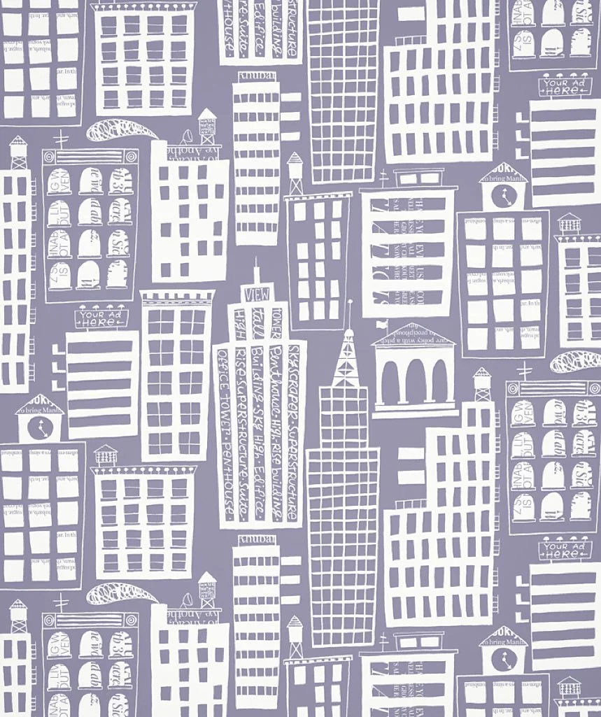Nancy Wolff White Purple Geometric Pattern
