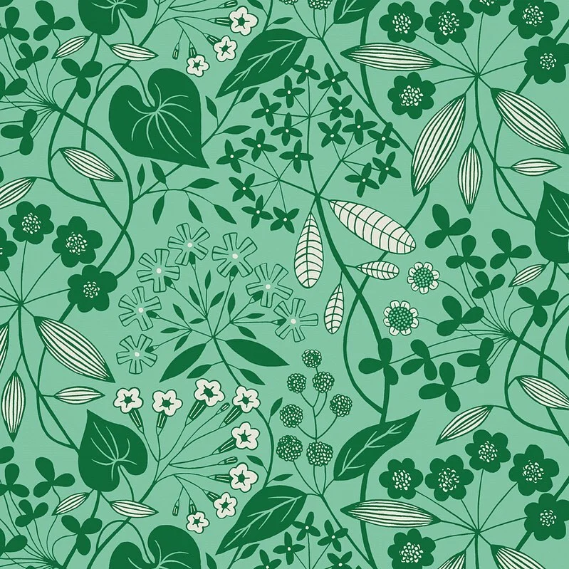 Nancy Wolff Green Light Floral Leaf Pattern