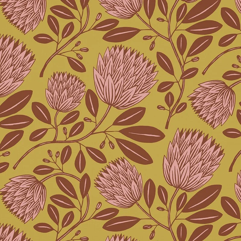 Nancy Wolff Pink Brown Floral Leaf Pattern