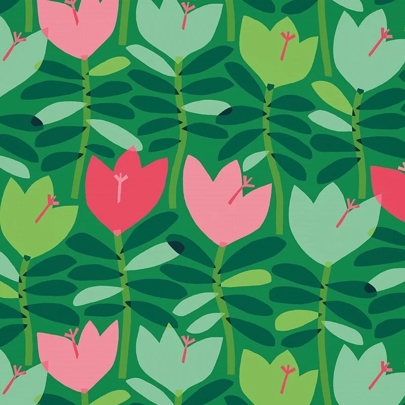 Nancy Wolff Green Pink Floral Leaf Pattern