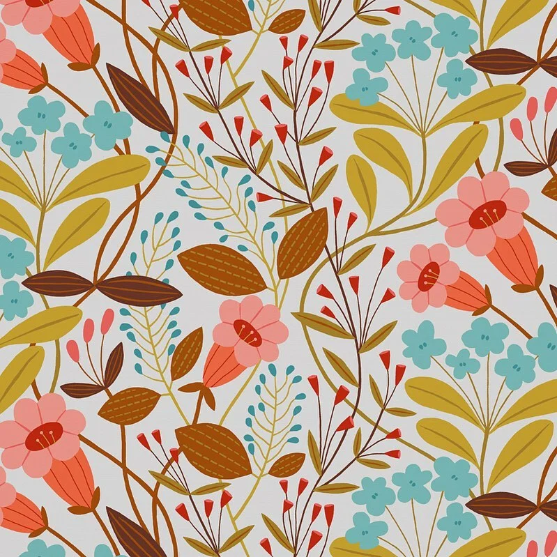 Nancy Wolff Pink Blue Floral Pattern