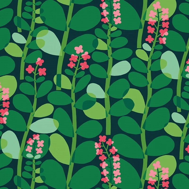 Nancy Wolff Green Pink Leaf Floral Pattern