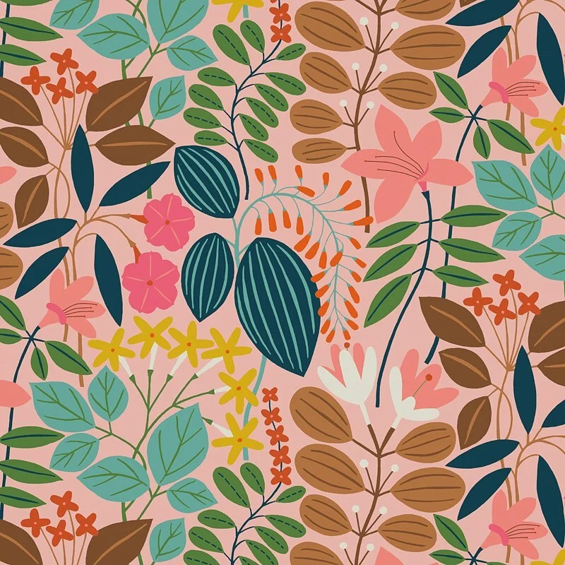 Nancy Wolff Pastel Pink Floral Geometric Organic Pattern