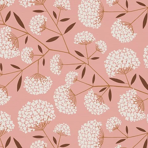 Nancy Wolff Brown White Branch Floral Pattern